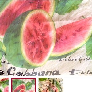 Dolce & Gabbana watermelon silk chiffon scarf